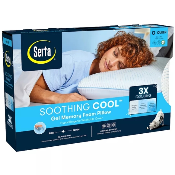 New In Box Serta Soothing Cool Gel Memory Foam Pillow Queen - Picture 5 of 11